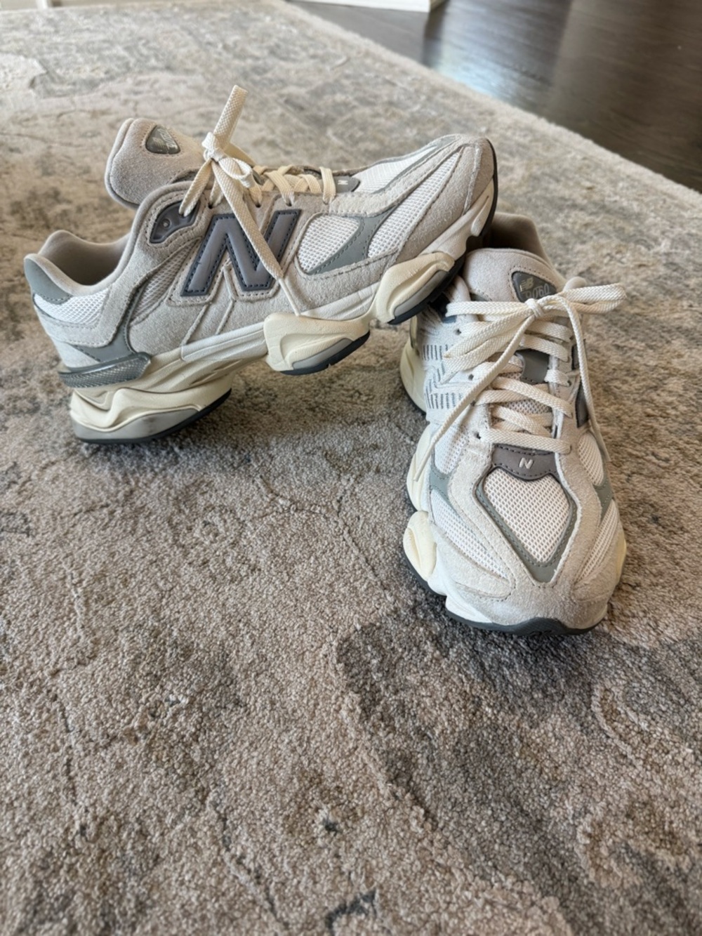 New Balance Gray and Beige Athletic Sneakers